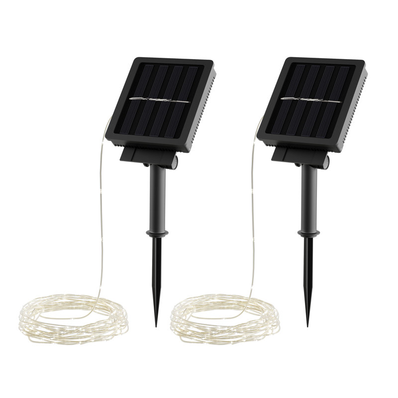 Garette Outdoor Solar String Lights Two 100 LED Strings of Warm White Fairy Twinkle Lights with 8 Modes for Patio, Yard, and Events by Pure Garden
