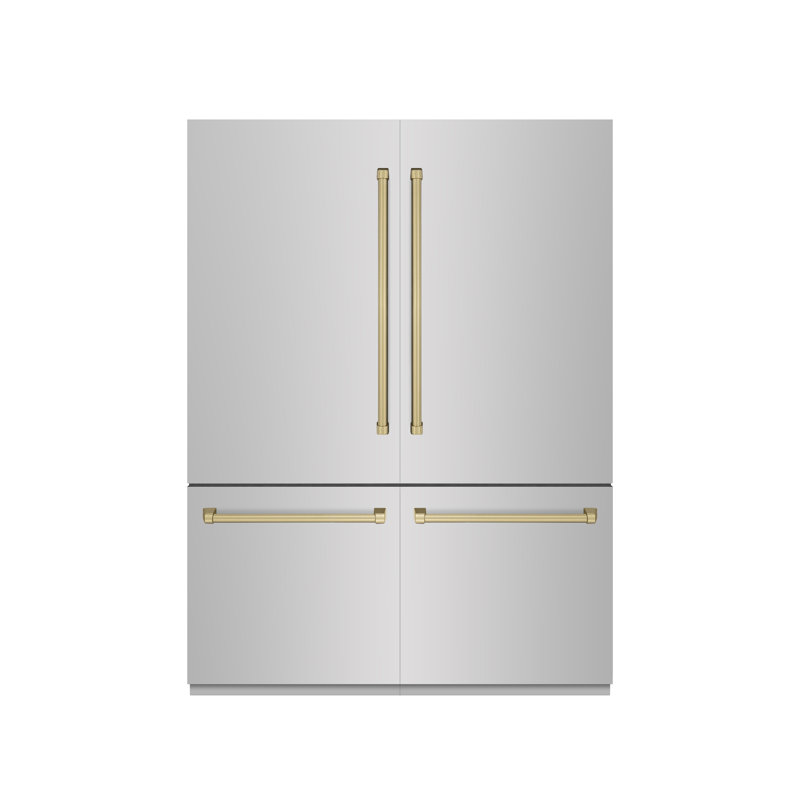 ZLINE Autograph 60 in. Black Stainless Refrigerator w/ Gray & Gold Accents, Stainless Steel/Champagne Bronze