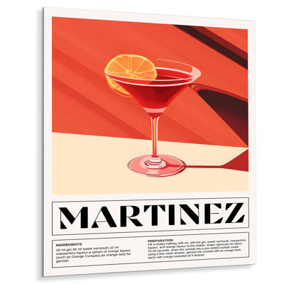 Martinez, cocktail avec zeste de citron - Art mural cocktails