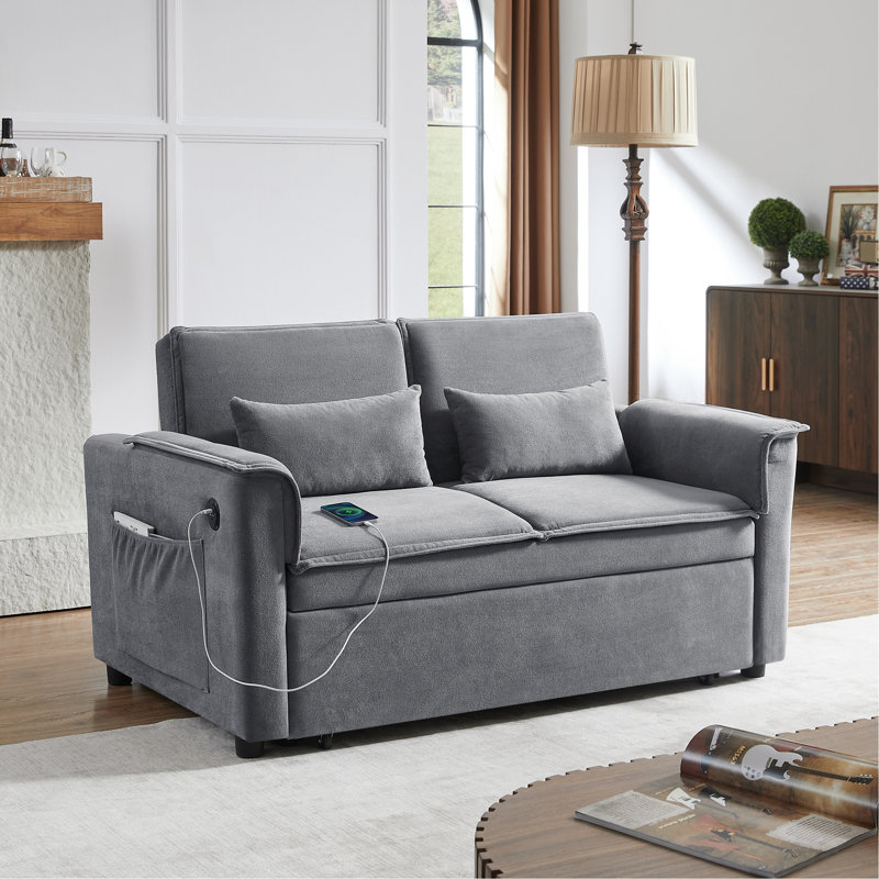 Canapé-lit convertible en tissu Modern, Gris