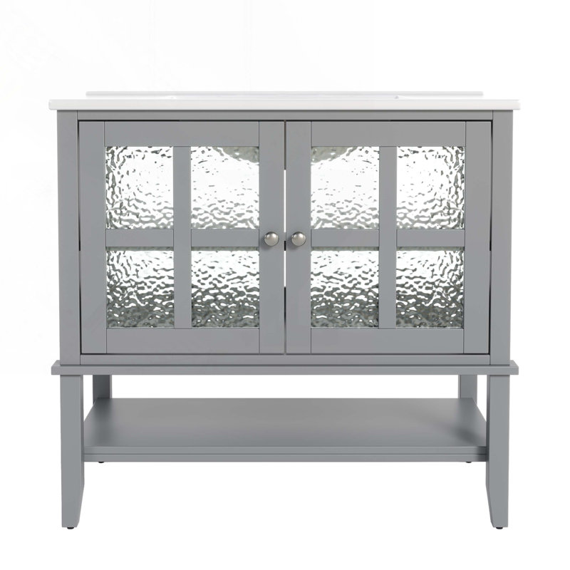 Bathroom Vanity with Ceramic Sink, Gray