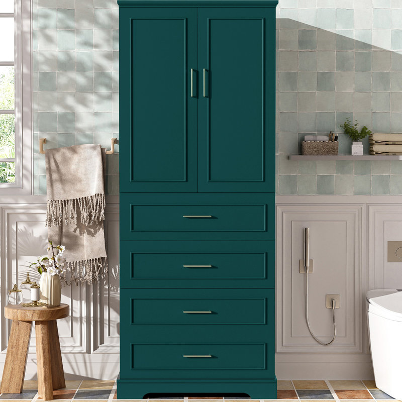 Bathroom Floor Storage Cabinet, Green