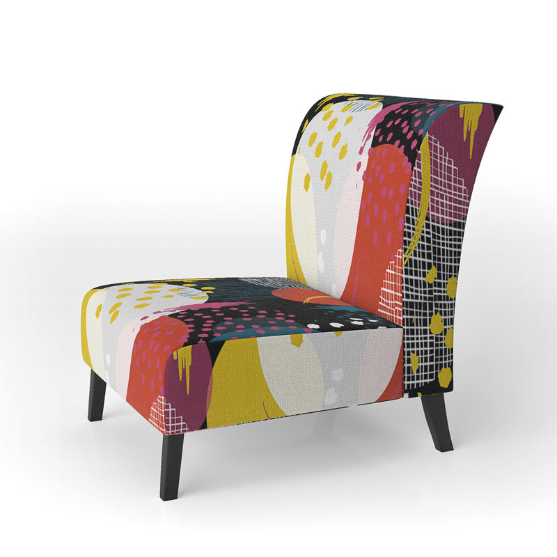 Fauteuil de chambre rembourré multicolore à motif de cercles multicolores