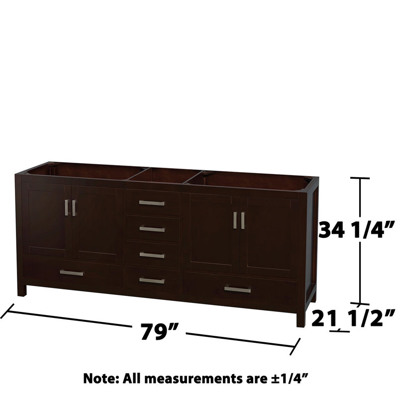 Sheffield 79" Double Bathroom Vanity Base Only, Espresso