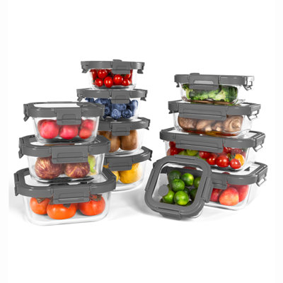 Prep & Savour Airtight Tempered Glass Meal Prep Food Storage Containers with Lids