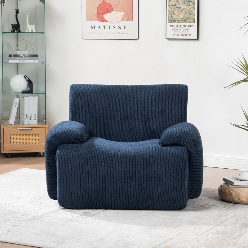 Fauteuil en chenille rembourré avec sièges profonds, Marine