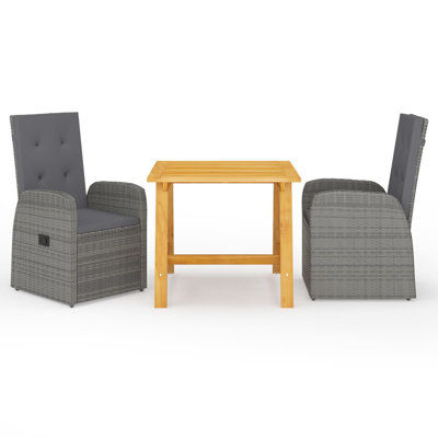2 - Person Solid Wood Patio Dining Set Square Table with Cushions Included