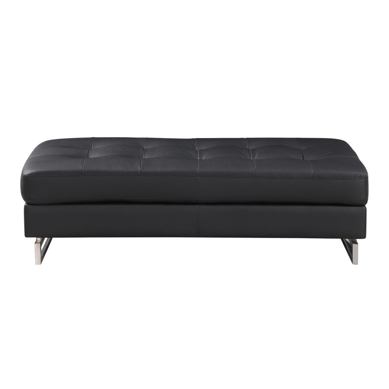 Repose-pieds en cuir véritable Global United, Noir