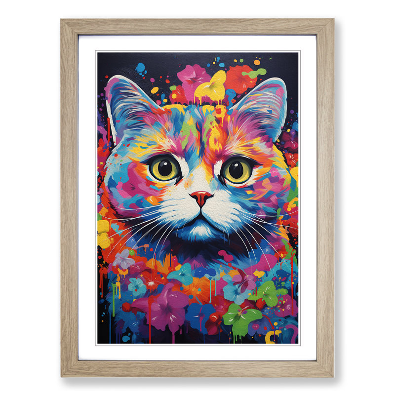 Cat Informel - Framed Print, Oak Framed, 46cm H x 34cm W x 2cm D
