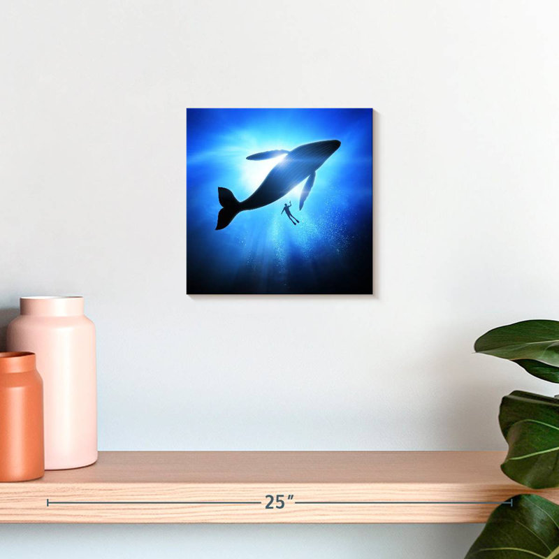 Diver And Humpback Whale, 10" H x 10" W