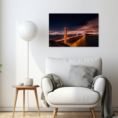 Starry Golden Gate Bridge, architecture contemporaine abstraite, impression d'art mural
