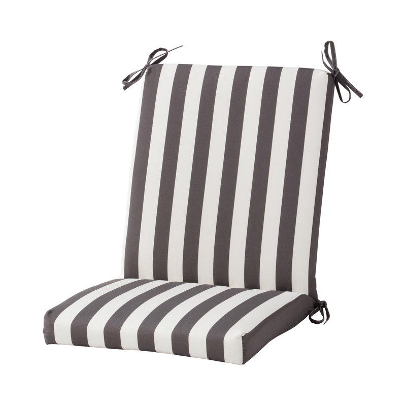 High Back Dining Chair Pad, Canopy Gray Striped