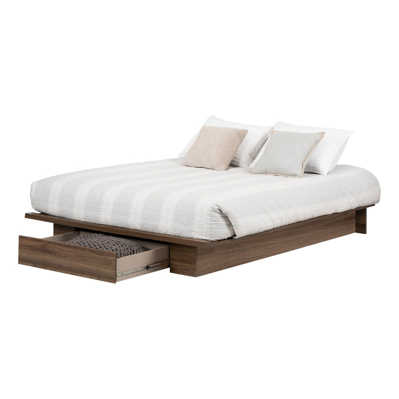Lensky Queen Storage Platform Bed, Natural Walnut