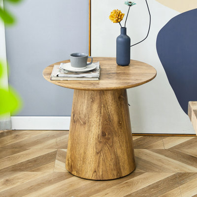 Table basse ronde de 19,6 po de diamètre, grain de bois naturel, hauteur de 18,8 po, diamètre de glissement, grain, texture délicate, assemblage rapide