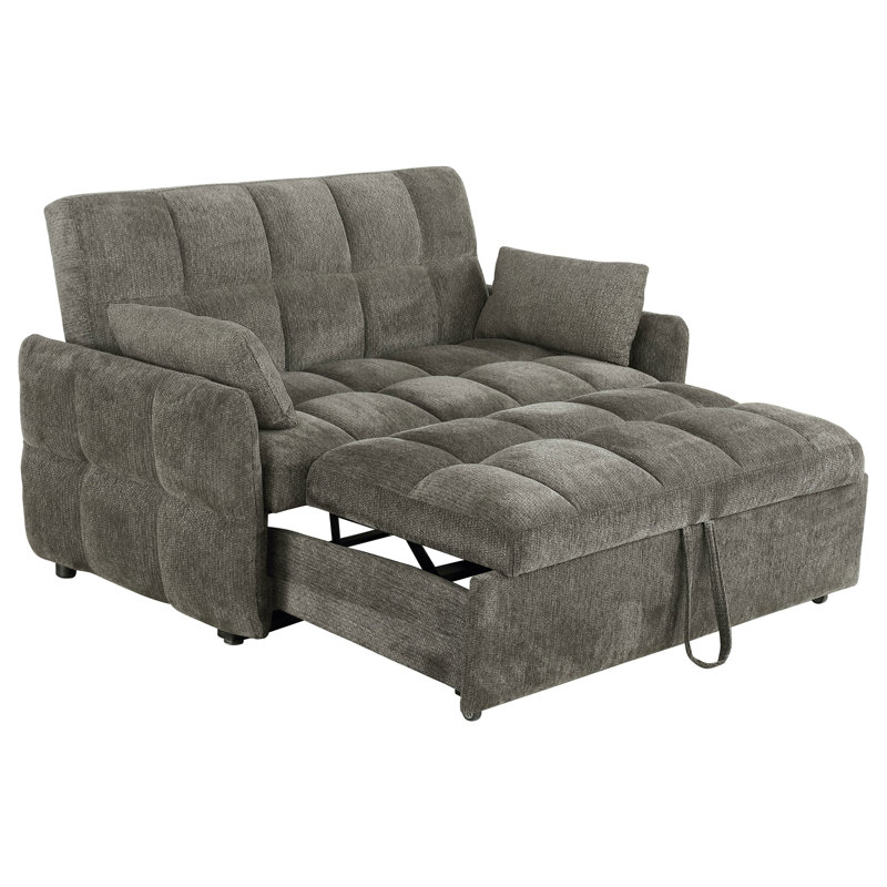 Alvara Tufted Cushion Pull-out Sleeper Sofa Bed, Dark Gray