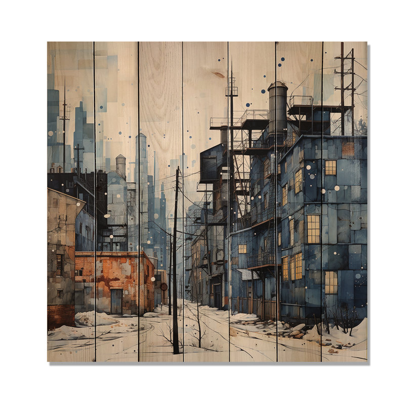Kashika Warehouse - Pois industriels sur bois, H 30 po x l 30 po x P 0,78 po