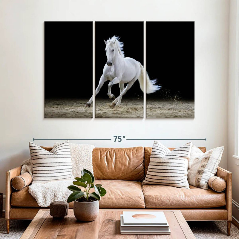 Brampt Galloping White Stallion, 42" H x 65" W