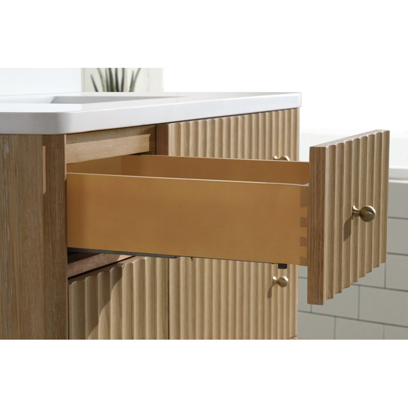 La Jolla 42" Washed Oak Bathroom Vanity with Quartz Top