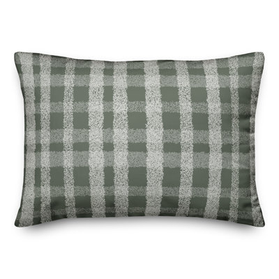 Chalky Gray Plaid Outdoor Throw Pillow