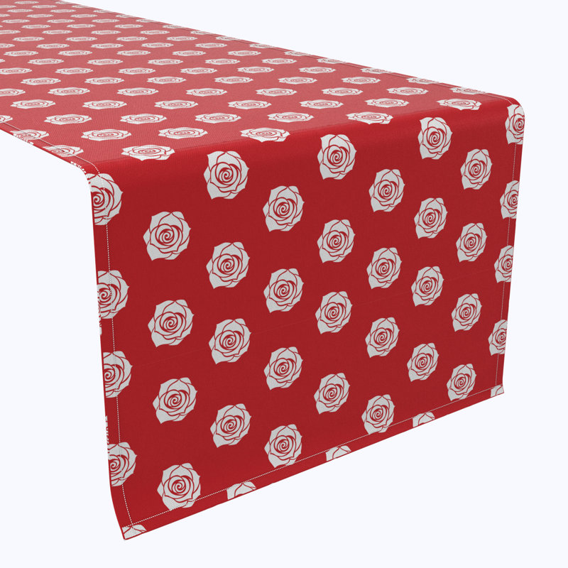 Rectangular Floral Cotton Twill Table Runner