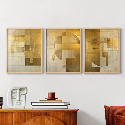 Abstract  Series  XXXVIII  -Set Of 3 Framed Giclee Prints -Ready to Hang