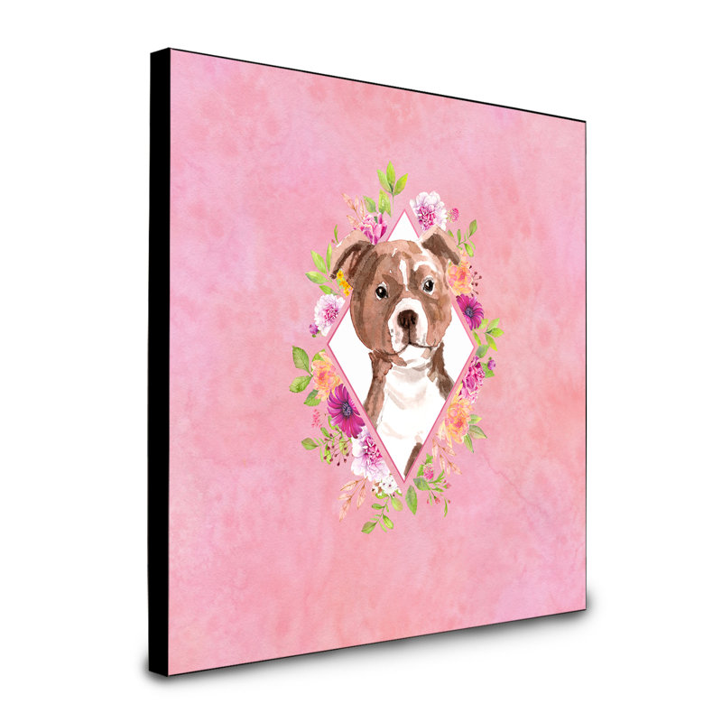 Panneau mural Dollman Flowers, Rose, Bull terrier brun