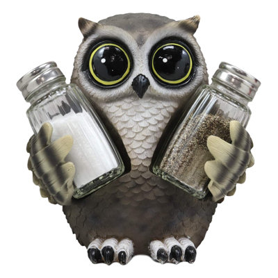Jonathen Whimsical Owlet Baby Owl with Big Round Eyes Salt and Pepper Shaker Set