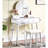 White Wood Vanity And Stool - Contemporary Design With Cushioned Seating, Storage Drawers For Makeup Essentials, 31.5"W X 15.75"D Table Top, 16.23"W 12.6"D 17.52"H Modern , Round Mirror, Solid-609871524