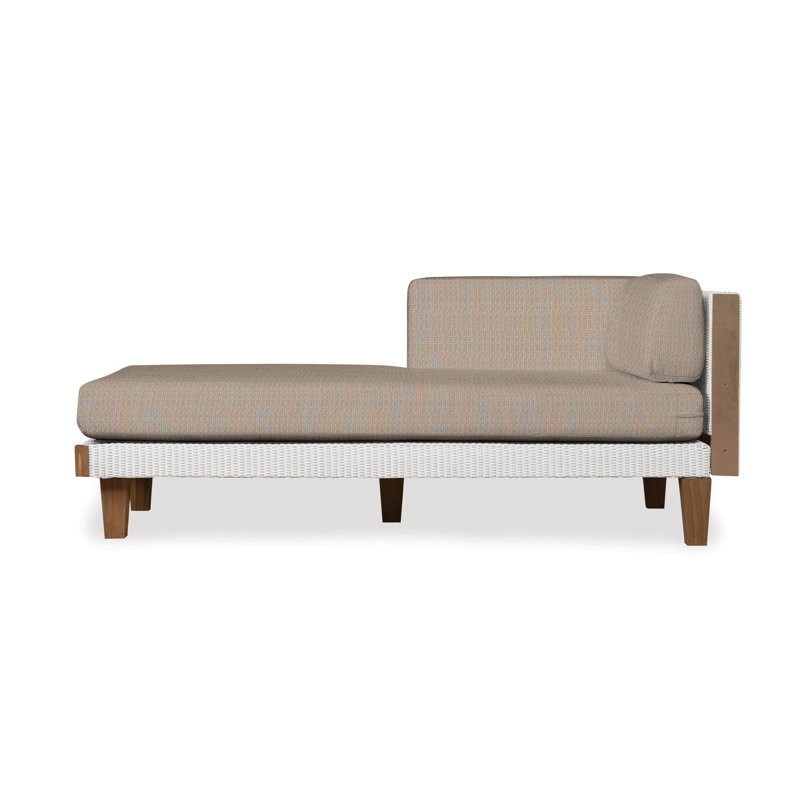 Catalina Outdoor Teak Chaise Lounge, Demo Oatmeal, White