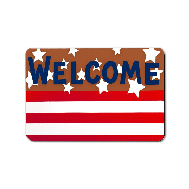 Tapis d'entrée rayé 24 po x 36 po Tan Bold Welcome