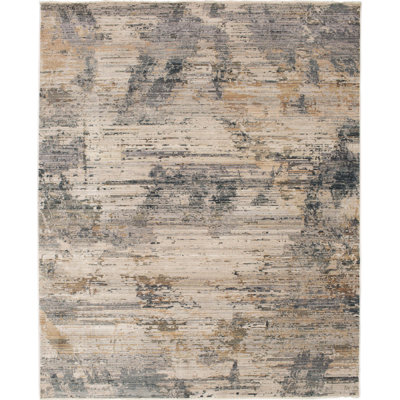Belino Fringed Low Pile Stain/Fade Resistant  Machine Woven Polyester Indoor Abstract Area Rug