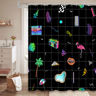Rideau de douche Flamingo Tropical Palm Tree