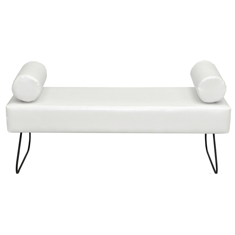 Modern Faux Leather Upholstered Bench, White