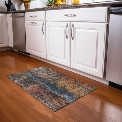 Tapis bleu Cicel ACN1204 intérieur / extérieur lavable à la machine