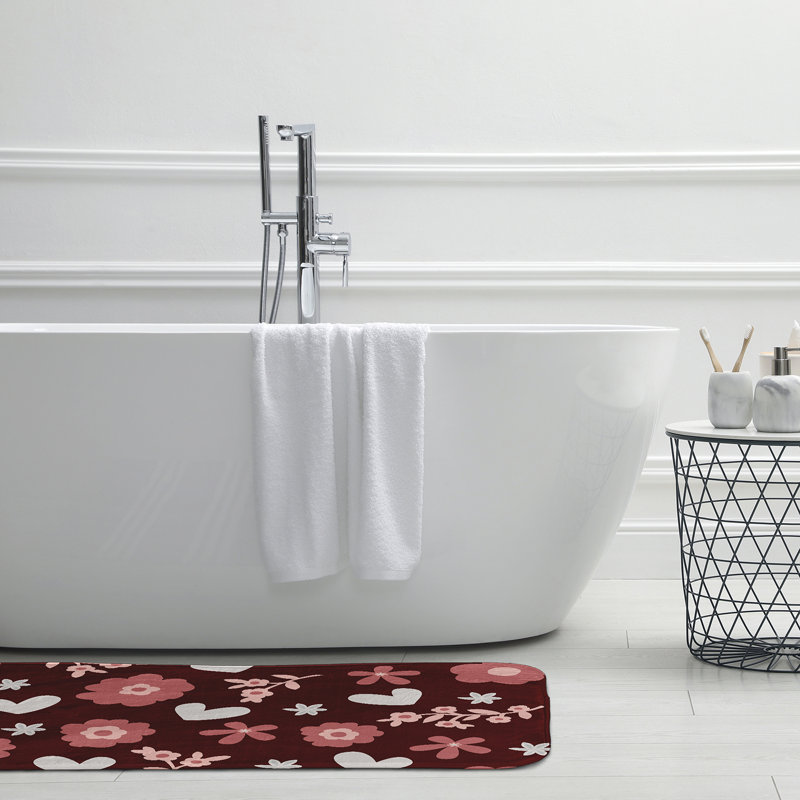Tapis de bain pour la Saint-Valentin, L 17 po x L 24 po, Rouge