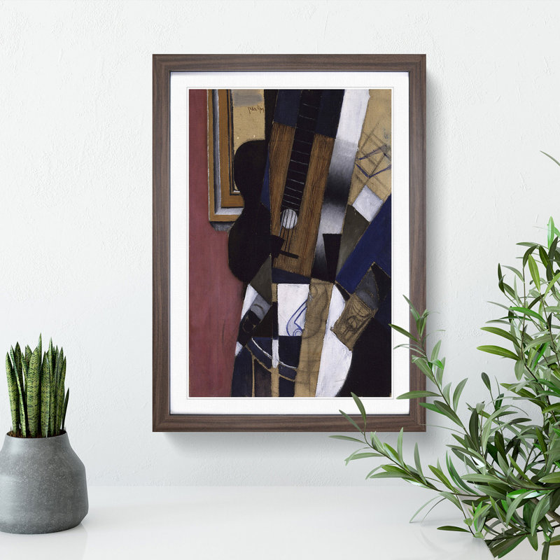 Guitar and Pipe by Juan Gris - Picture Frame Painting, Walnut Framed, 36cm H x 27cm W x 2cm D