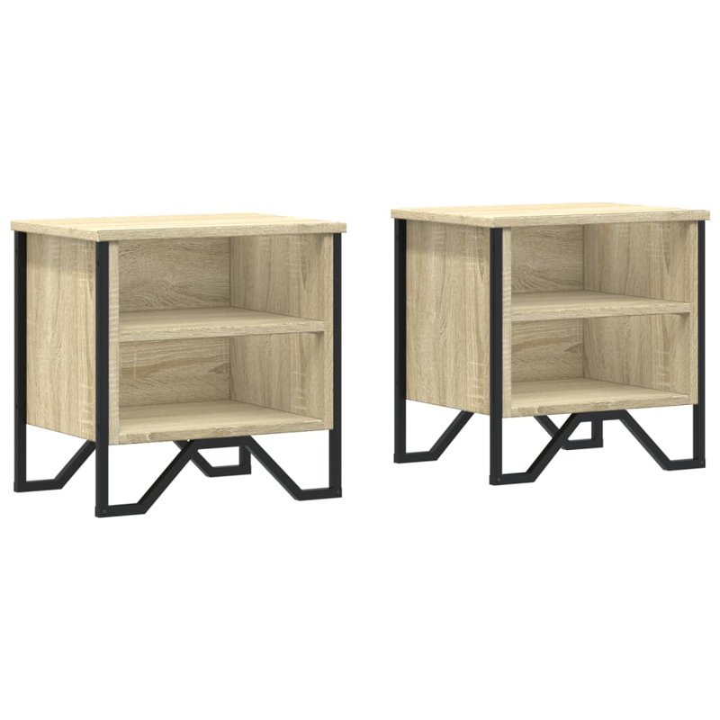 Alliyah 40cm W Metal Bedside Table, Sonoma Oak 
