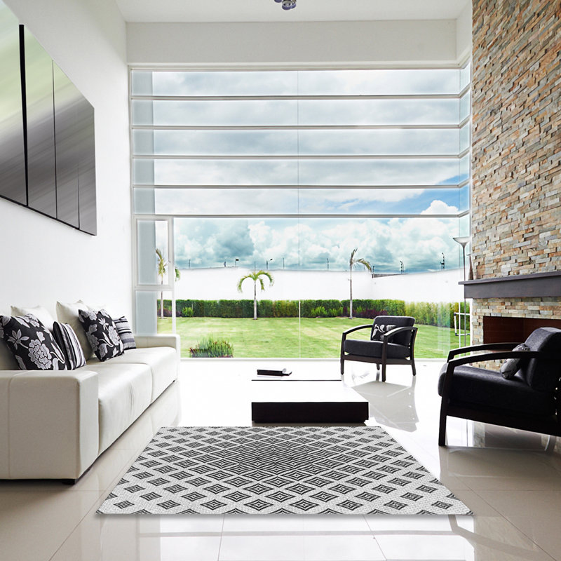 Tapis zone grise à motifs, Carré 4 pi