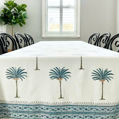 Coastal Palm Tree Blue Tablecloth
