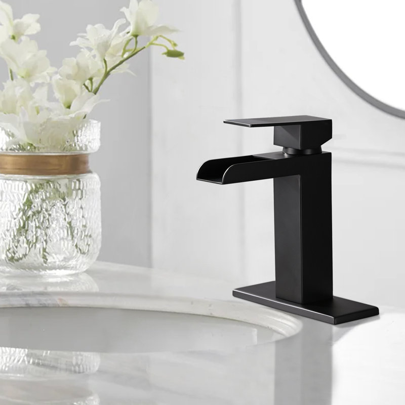 Single-handle Bathroom Faucet with Drain Assembly, Matte Black