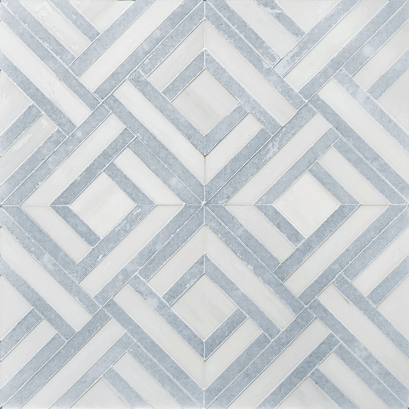 Carreau de mosaïque bleu pour plancher et mur à jets d'eau 12 po x 12 po Blue Celeste & Dolomite (1 pi. Ca.)
