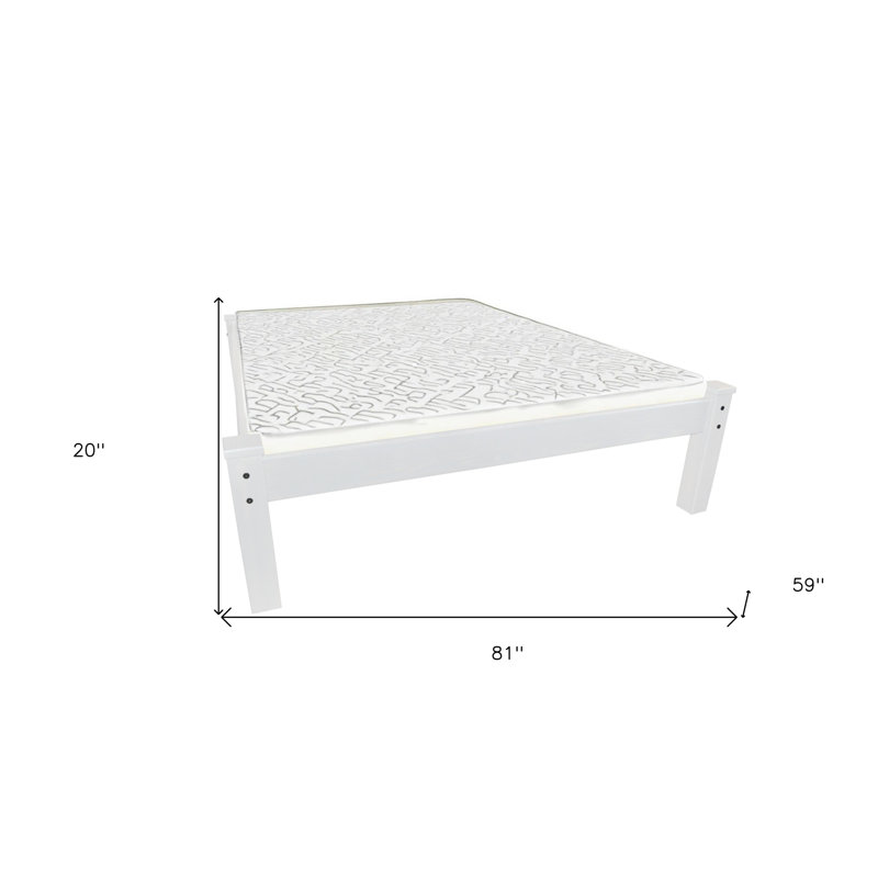 White Solid Wood Full Bed Frame