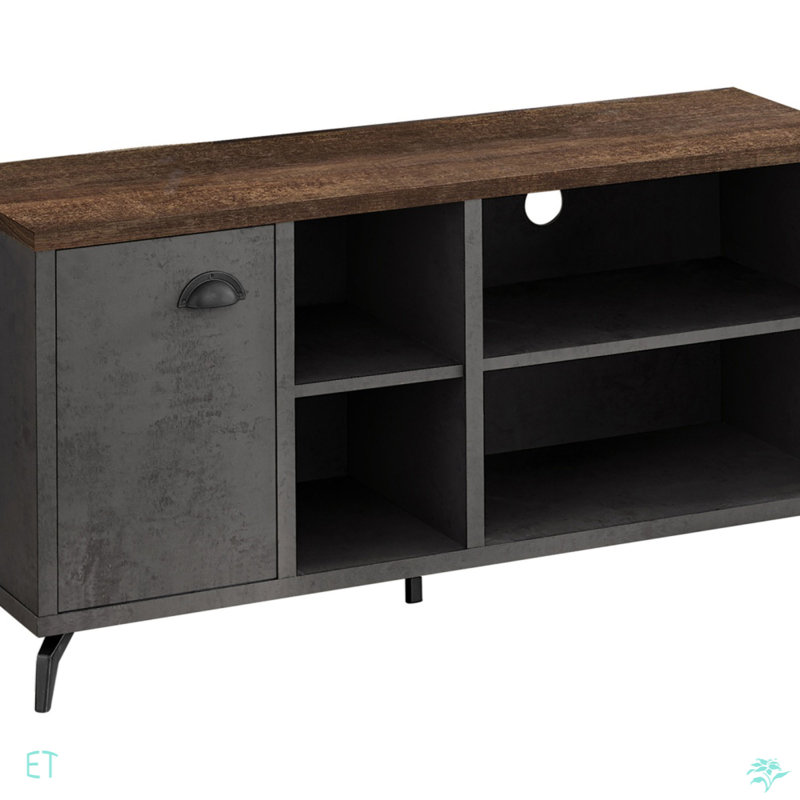 Meuble télé, console de 48 po, meuble multimédia, meuble de rangement, salon, chambre à coucher, métal gris, contemporain, moderne