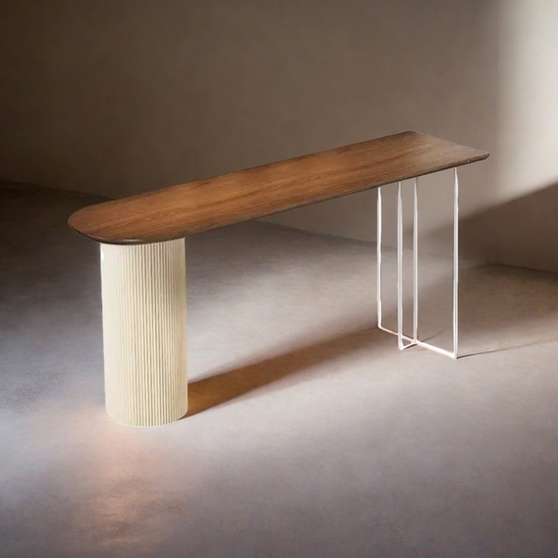 Solid Wood Suspended By Air Over Acrylic Bar Counter Table, 41.34"H x 59.06"L x 17.72"W