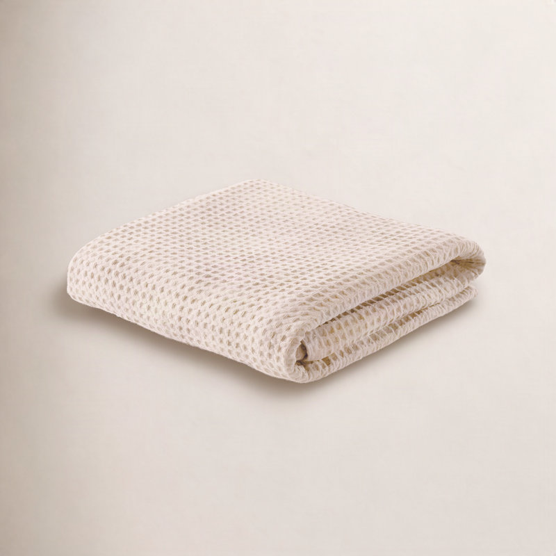 Minali 100% Cotton Waffle Weave Blanket, Full/Queen, Oatmeal