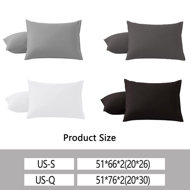 2pcs 20"x26" Soft Breathable Pillow Cases - Standard Size Pillowcases Cover, White