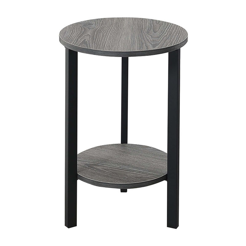 Support à plantes rond Migues, H 23,75 po x L 15 po x l 15 po, Gris patiné / noir