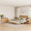 Ensemble de chambre à coucher 3 pièces, ensemble de commode à 6 tiroirs avec table de chevet et 2 bords arrondis