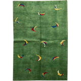 Hand-Knotted High-Quality Green Area Rug
