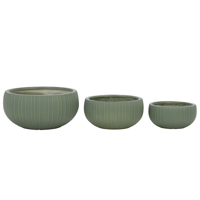 Anita Planter Pot Set Of 3, Green